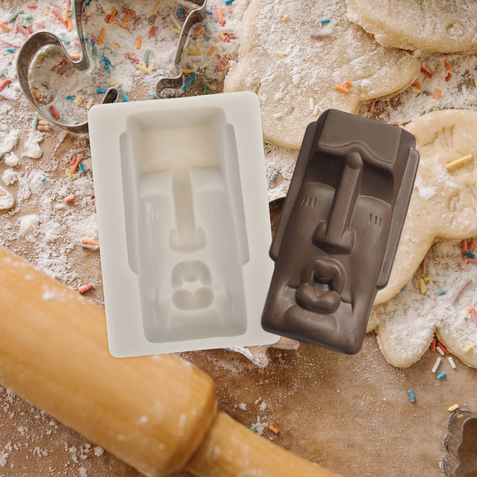 

Moai Stone Silicone Molds Baking Chocolate Candy Square Dessert Pudding Jelly Mold Food Grade Safe Easy Clean Heat Resistant