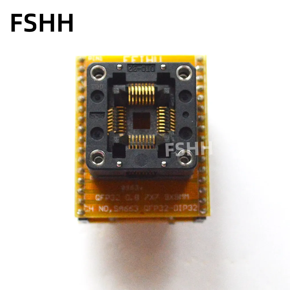QFP32 TQFP32 ic soket tes OTQ-32-0.8-02 OTQ-32-0.8-003 soket tes QFP32 ke DIP32 adaptor Programmer Pitch 0.8mm