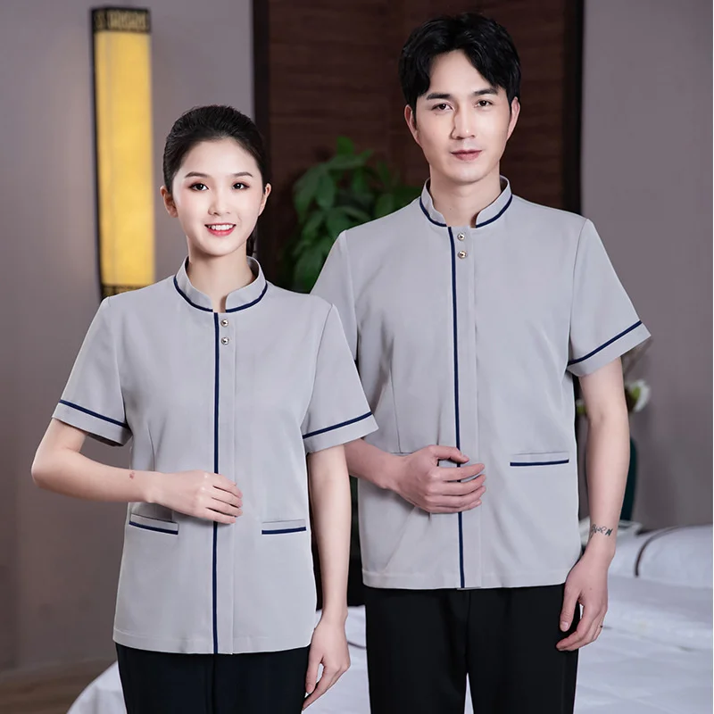 Summer Cleaning Uniforms for Men and Women, Hotel Room Cleaning Staff Short Sleeve, Shopping Mall Property Housekeeping Cleaning