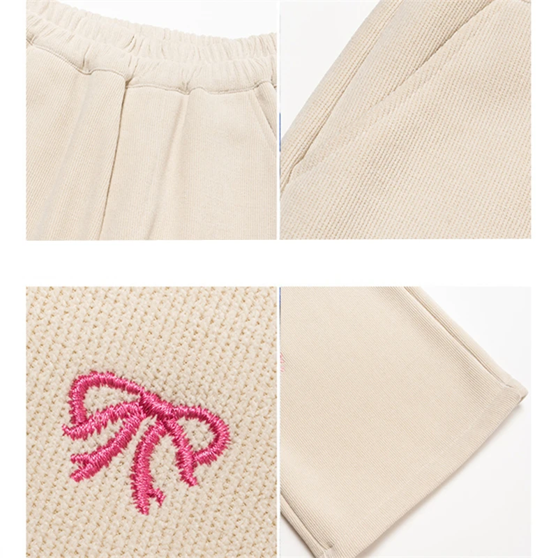 جديد الشتاء الأطفال السراويل الصوف الدافئة للفتيات لينة سروال قصير طويل مدرسة أطفال Sweatpants الحرارية مع القوس سن 5-14 Y