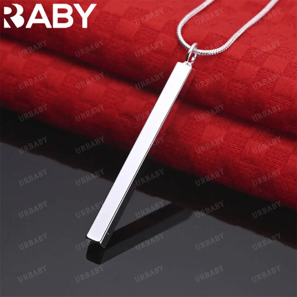

URBABY 40-75cm 925 Sterling Silver Vertical Bars Pendant Necklace For Women Men Anniversary Gift Popular Wild Fashion Romantic