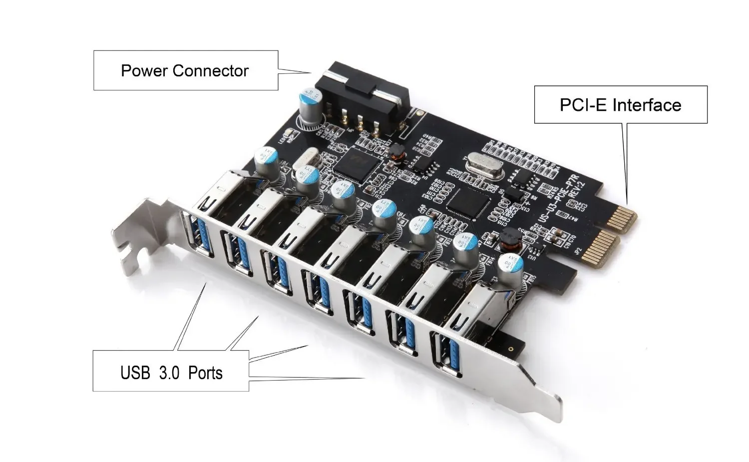 PCIE USB 3.0 Card 7 PORT External Usb3.0 5GBPS Expansion Adapter Card Hub 4PIN Power Supply NEC720201+VL812 Chip for Desktop