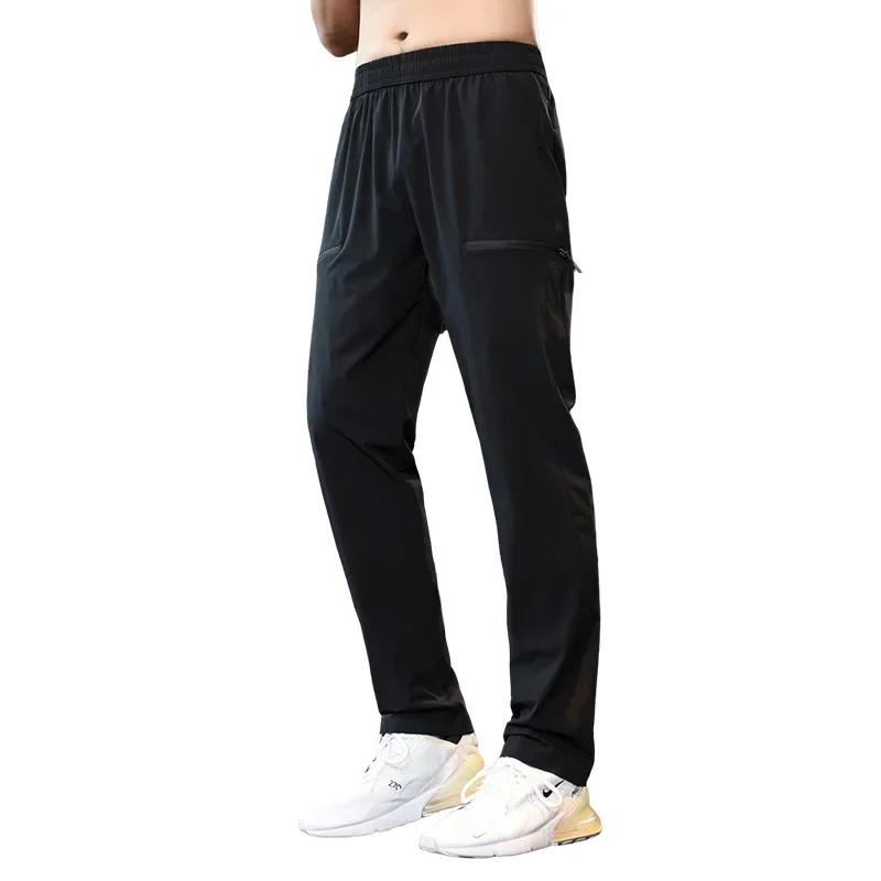 Spring and autumn straight men's quick-drying fitness pants loose elastic breathable elastic waist casual pants