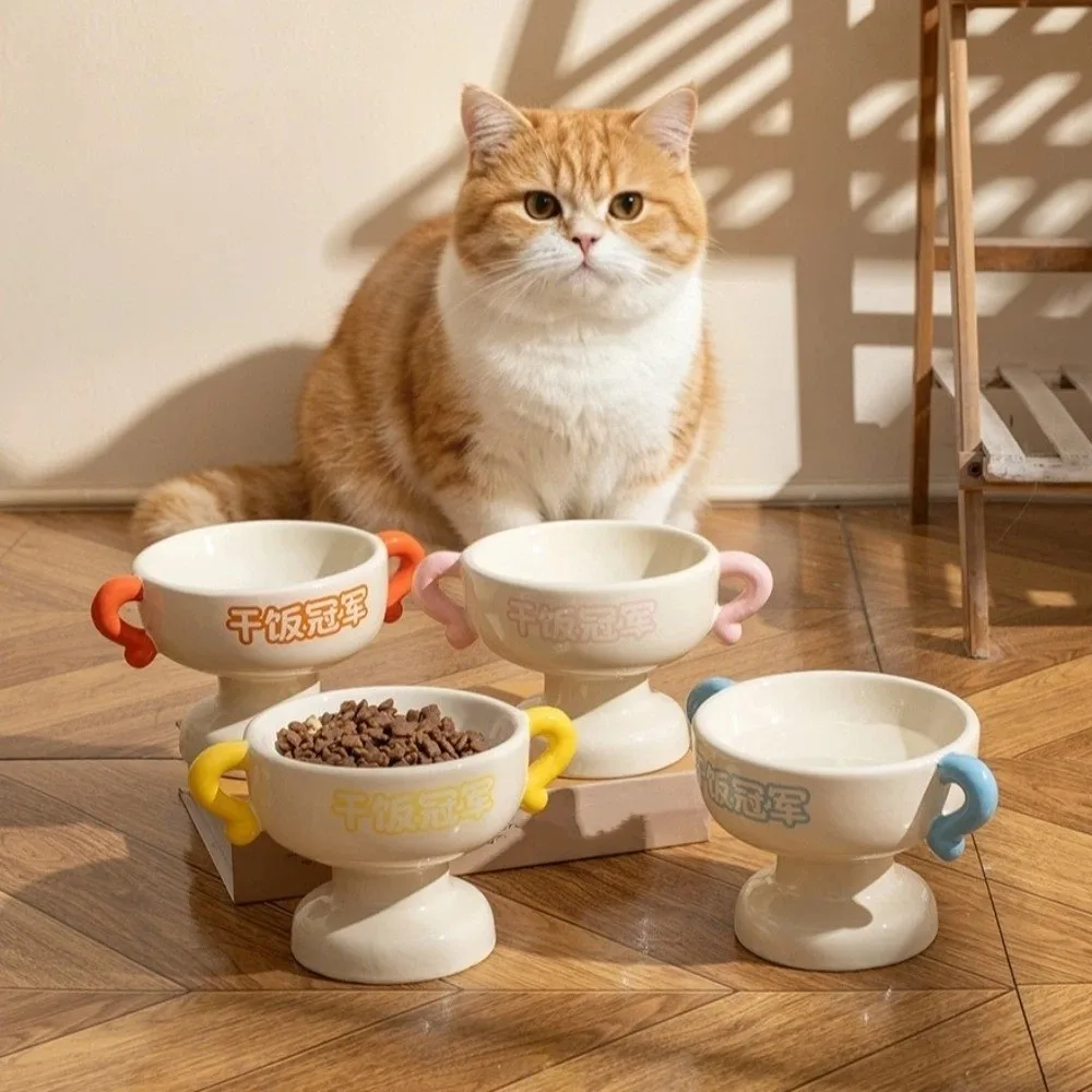 

Elevated Cat Food Water Bowl Non-Slip Base Large Capacity Pet Food Basin Stable High Feet Pet Water Feeder Container