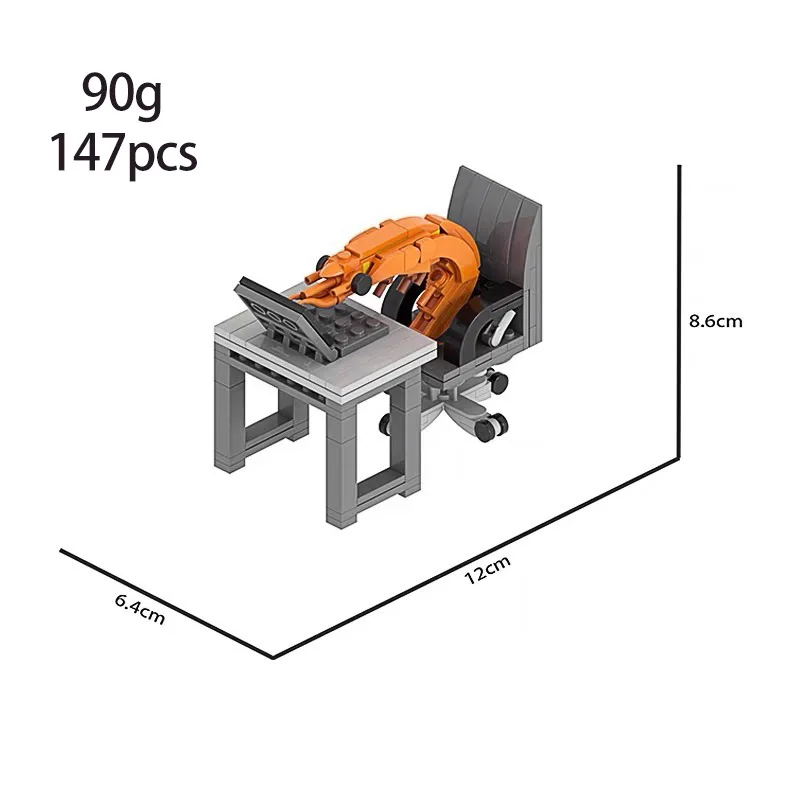 MOC 組み立てブロック エビモデルフィギュア、パズル組み立て、男の子と女の子がランダムに混ざる、インターネットで話題のクリエイティブなパロディ