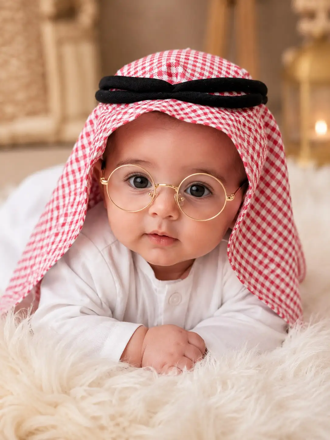 Newborn Photography Outfits Baby Boy Arabian Prince Headscarf SetGhutraPlaidShemaghwith AgalTraditionalArabicStylePrince Costume