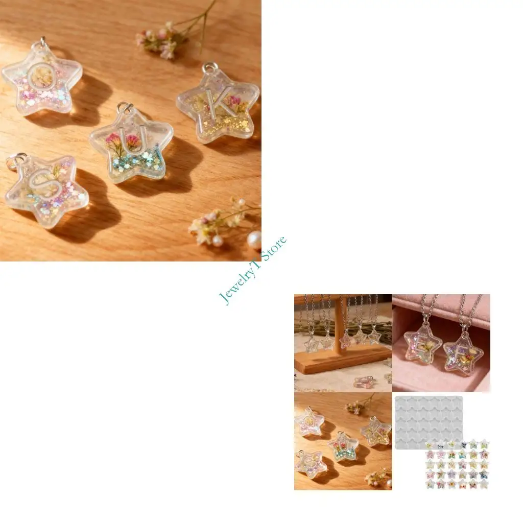 

LX9D Многоразовая силиконовая форма для ювелирных изделий с буквами и звездами для создания очарования