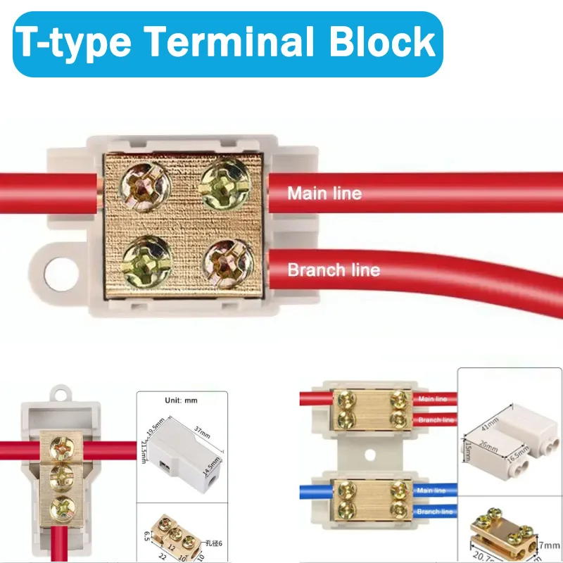 T-type/I-type Free of Disconnection Connecting Terminal High-power 1 to 2 Tee Splitter Quick Connect Parallel Branch Terminals