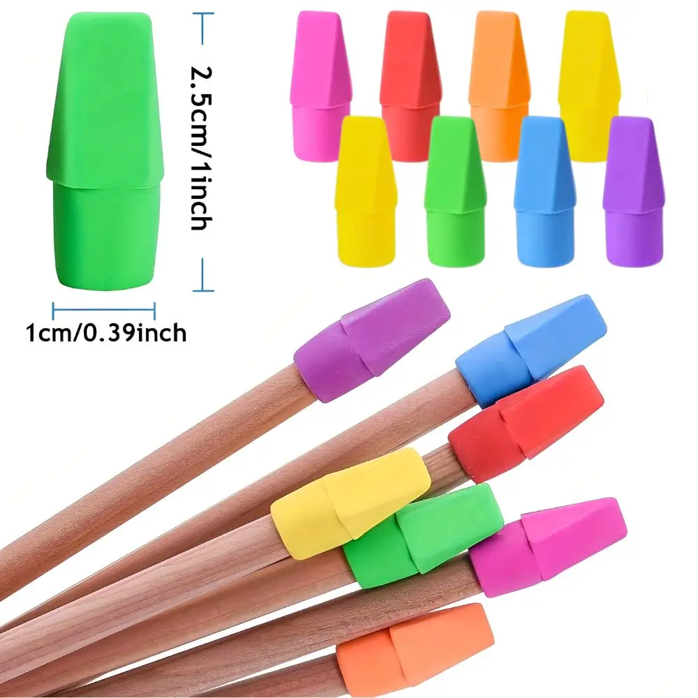 20/101/202pcs Multicolor Pencil Topper Erasers, Random Color Cap Eraser Protectors for Student Daily Use YMY