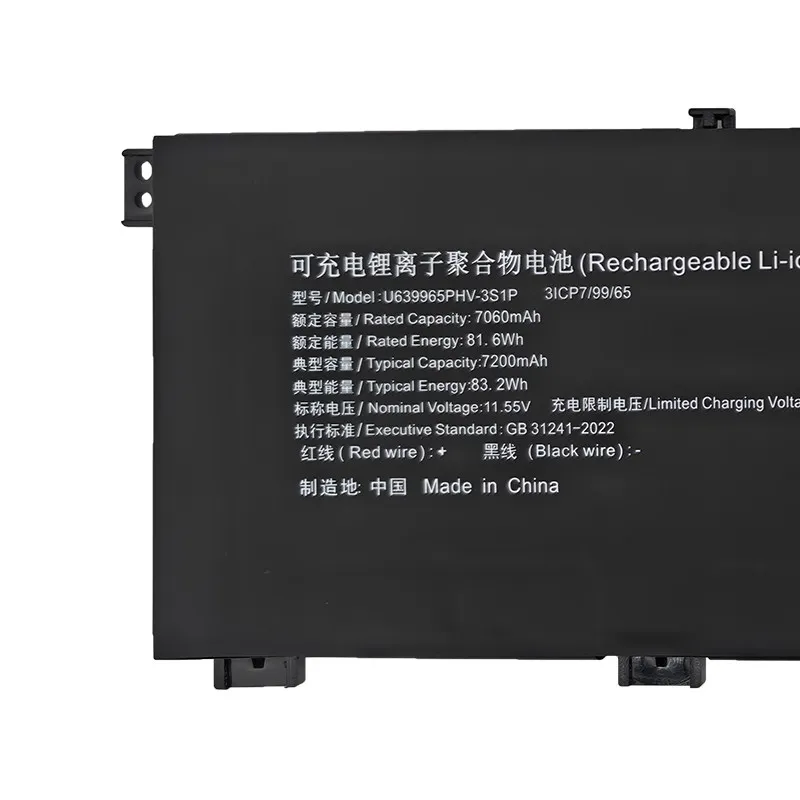 U639965PHV-3S1P High Quality Laptop Battery 11.55V 7200mAh For Mechanic L16A-R77840 L16A-R77735 16Air L16A 626690-3S1P Brand New