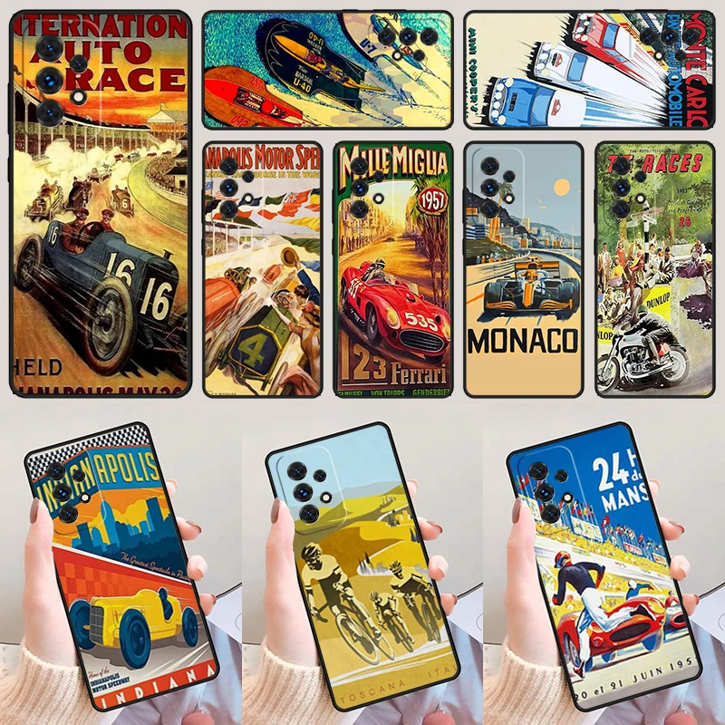 

Retro Race Posters For Samsung Galaxy A52 A72 A73 A20e A21S A50 A70 A11 A12 A42 A31 A40 A51 A71 A32 A80 A91 Phone Case Cover