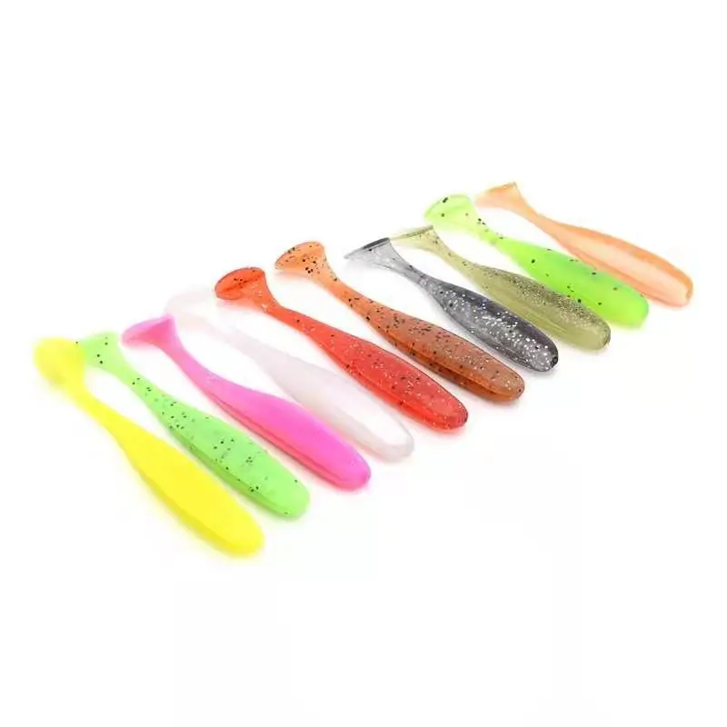 Weicher Köder t Schwanz Wurm Köder Super Blink Farbe Attraktion Rig 6,5 cm/7,5 cm/8,5 cm Fang Mandarine Fisch viel 14-20 Stück – Detail 1