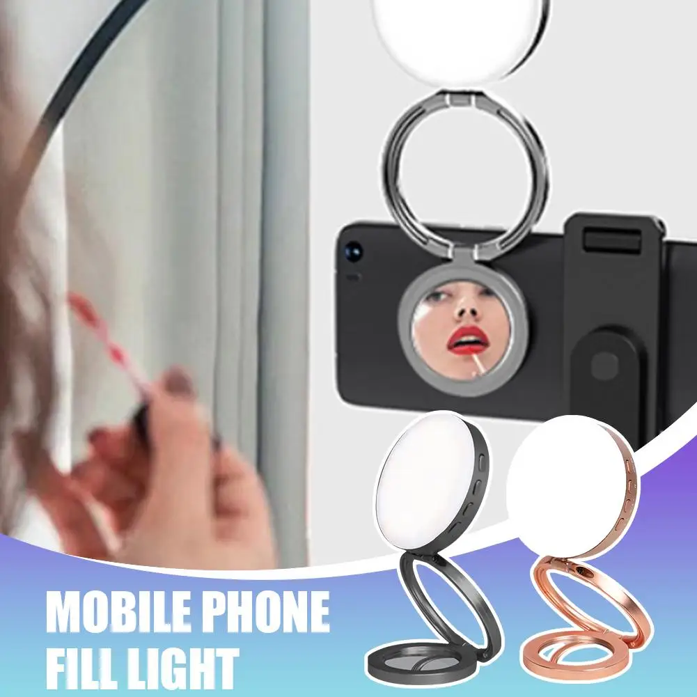 Foldablbe Magnetic LED Fill Light for Phone Selfie Light LED Video Light 2500K-9000K Makeup Mirror for Smartphone Vlog Self H7U3