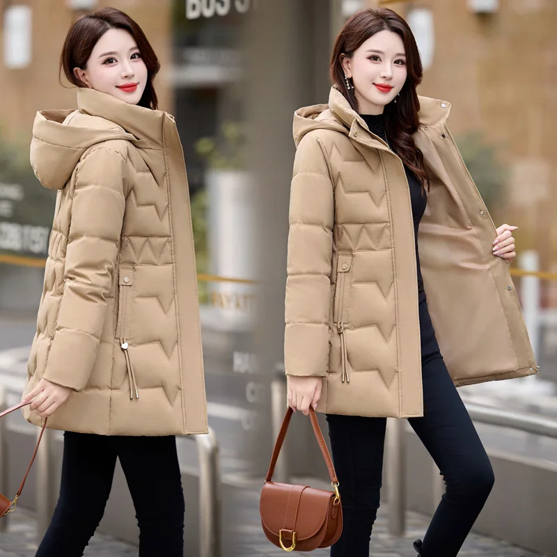 Hooded Parkas Women Slim Fit Thick Coats Cardigan Solid Pockets Jackets Zipper Warm Casual Jacket Outwear Autumn Winter 2025