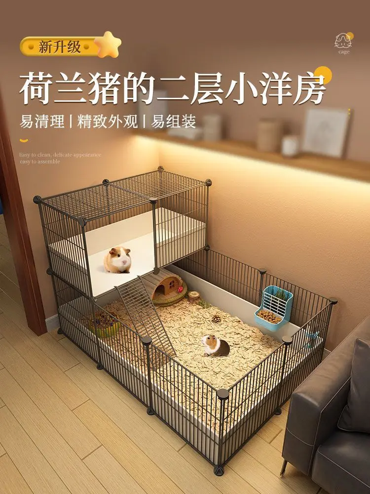 Dutch Pig Pet Fence  Landscape Rabbit Supplies Cage Large, Large, Cheap House Small Villa Guinea Pig Nest