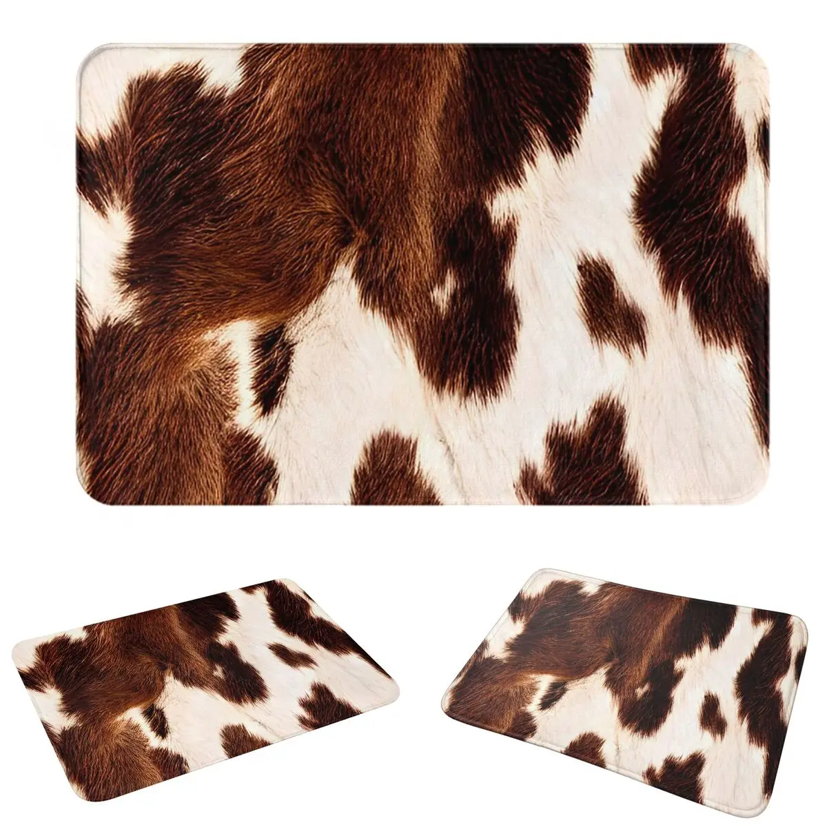 Cow Fur Cowhide Texture Cow Skin Doormat Durable Carpet Rug Kitchen Entrance Home Floor Mat for Bathroom Footpad Mats