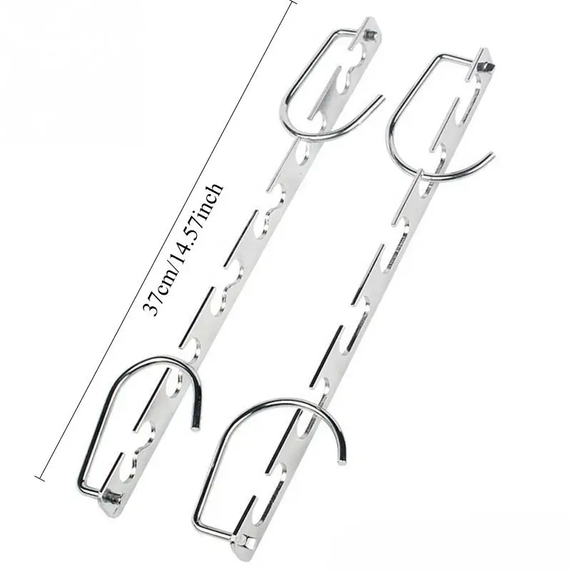 2PCS 37cm Multifunctional Space Saving Metal Hanger with Hook 6 Hole Clothes Closet Organizer Iron Drying Rack
