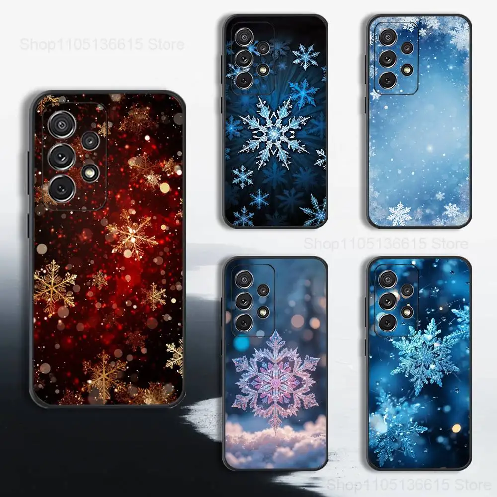 

Winter Christmas Snowflakes Case For Samsung S25,S24,S23,S22,S21,S20,S10,S9,Ultra,Plus,Lite,FE,Soft Silicone Black Cover