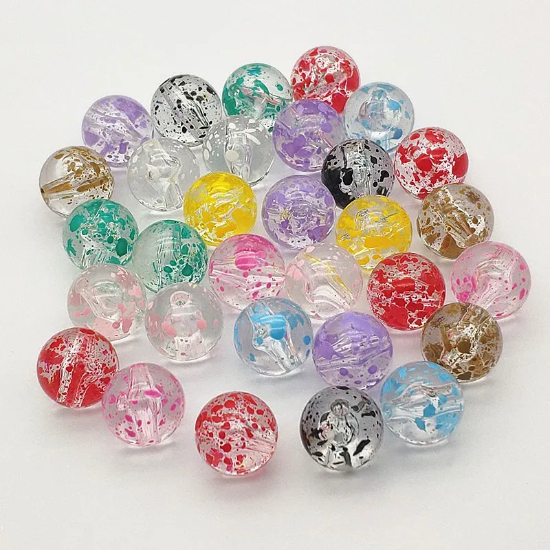 New Arrival! 16mm 100pcs Print Effect Clear Round Shape Beads For Handmade Earring/Pen DIY Parts.Jewelry Findings&Components