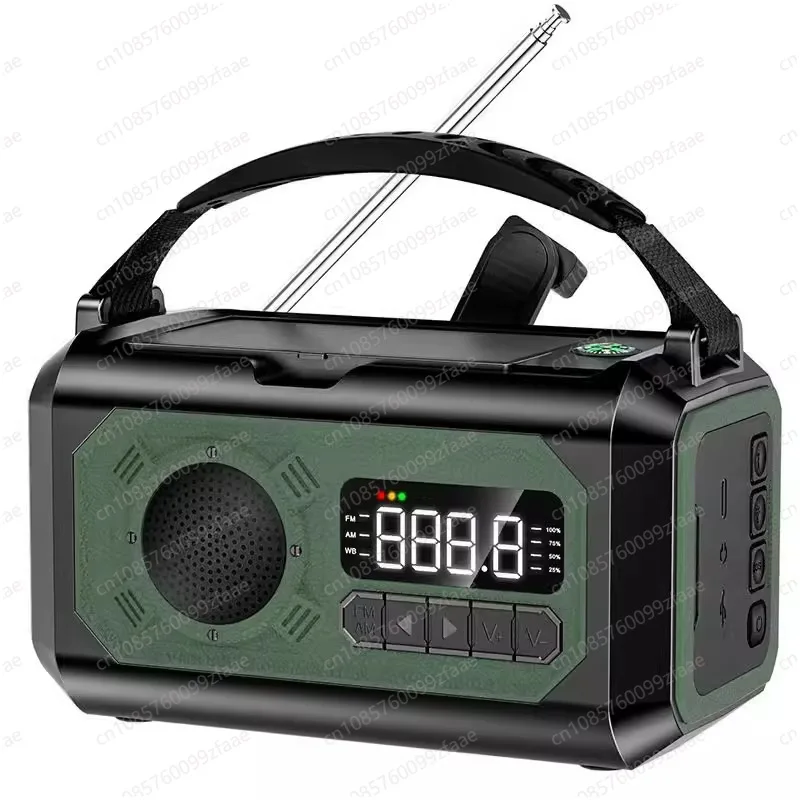 

Radio with display screen, radio full band, hand crank power generation radio flashlight solar energy