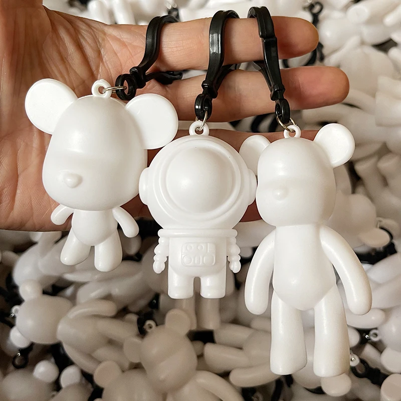 24Pcs DIY Violent Bear Keychain Fluid Bear Blank Model, DIY Backpack Pendant Car Decoration Doll, Gift Toy for Children