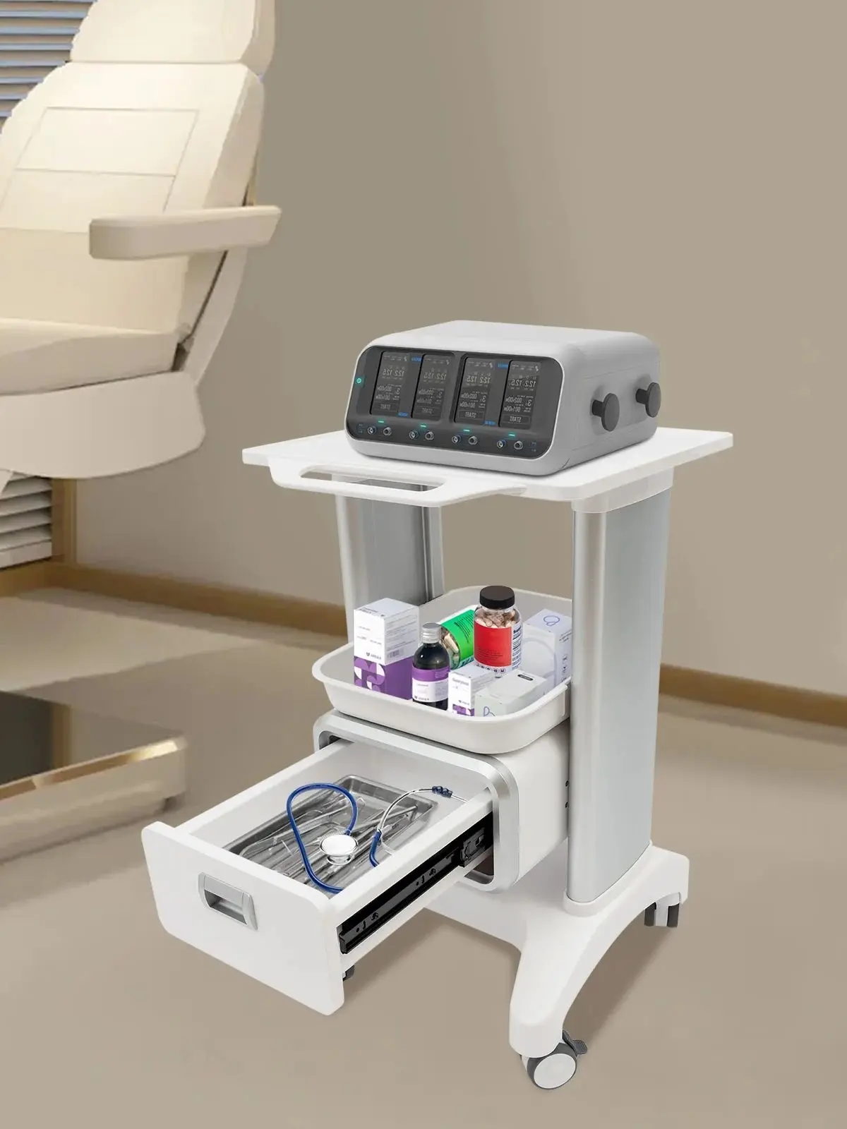 Medizinischer Rollwagen mit Rädern Mobiler Wagen für Kosmetikinstrumente 100kg Tragkraft Rollender Werkzeugwagen für Krankenhäuser/Spas/Kliniken – Detail 8