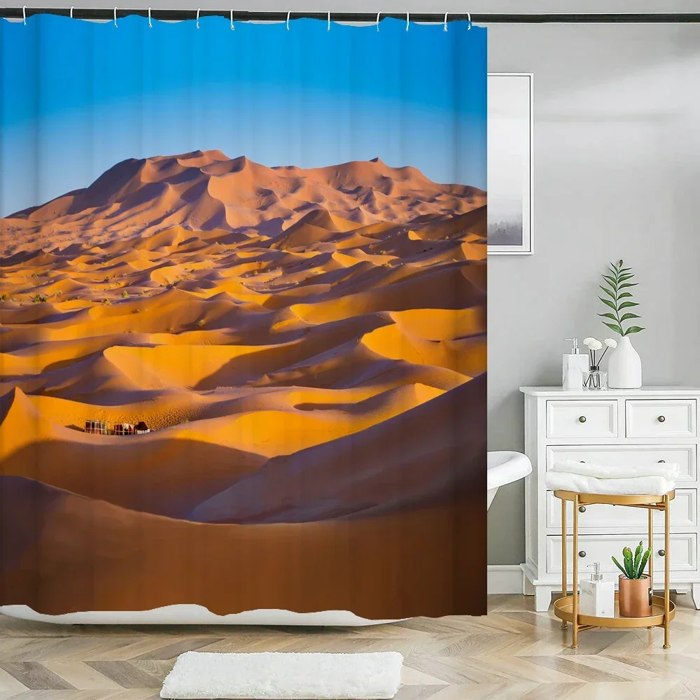 200x180cm Bathroom Waterproof Shower Curtain Natural landscape Desert Scenery Printing Polyester Home Decor Curtain With Hook