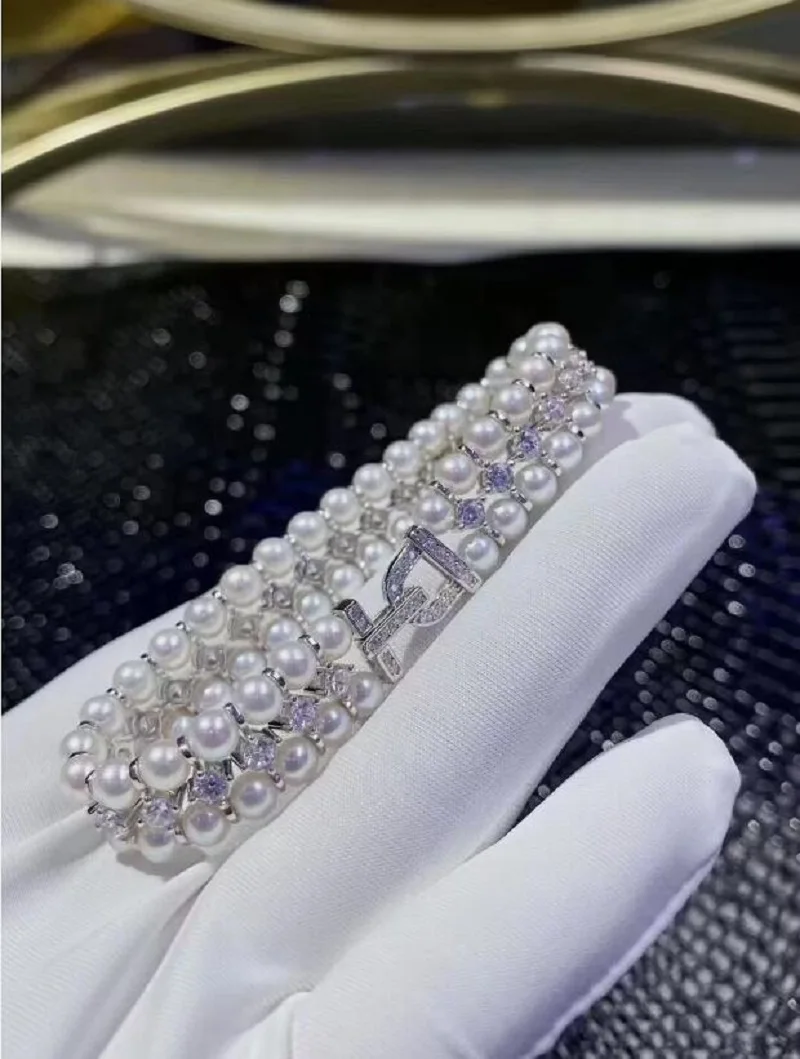 

gorgeous 8-9mm south sea round white pearl bracelet 7.5-8"