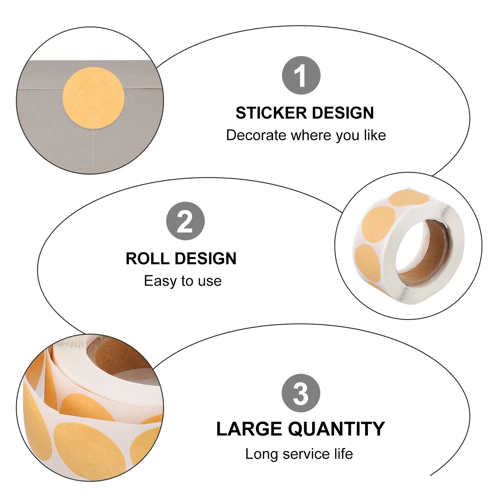 Kraft Paper Stickers Round Coding Labels DIY Label Stickers Self-Adhesive Environment Friendly Name Tags