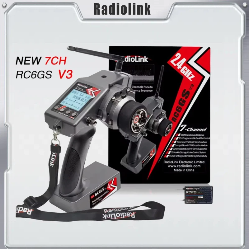 

RadioLink RC6GS V3 2.4G 6CH Rc Car Controller Transmitter w/ R7FG Gyro Inside Receiver for RC Car Boat (600m Distance)
