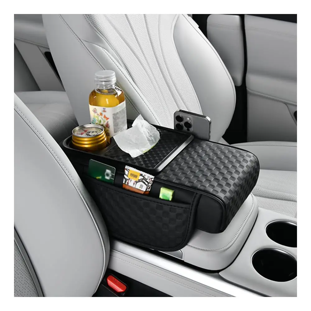 

Arm Rest Cover for Car,Multi-Functional Car Armrest Storage Box with Tissue Box,Center Console Cup Holder,Phone Holder,Height