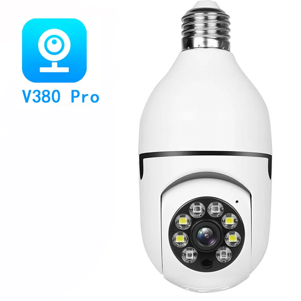 V380Pro 2MP Wifi Bulb E27 Surveillance Camera Color Night Vision 360° Rotating Automatic Human Tracking Two-way Talk Smart Home