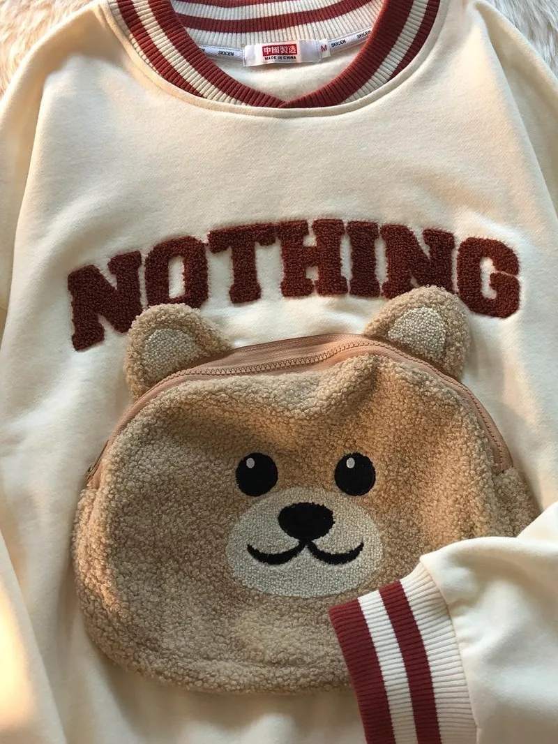 CGC Korean Fashion Cartoon Embroidery Sweatshirts Spring Autumn O-Neck Hoodies Women Kawaii Pullovers Female Clothing Tops