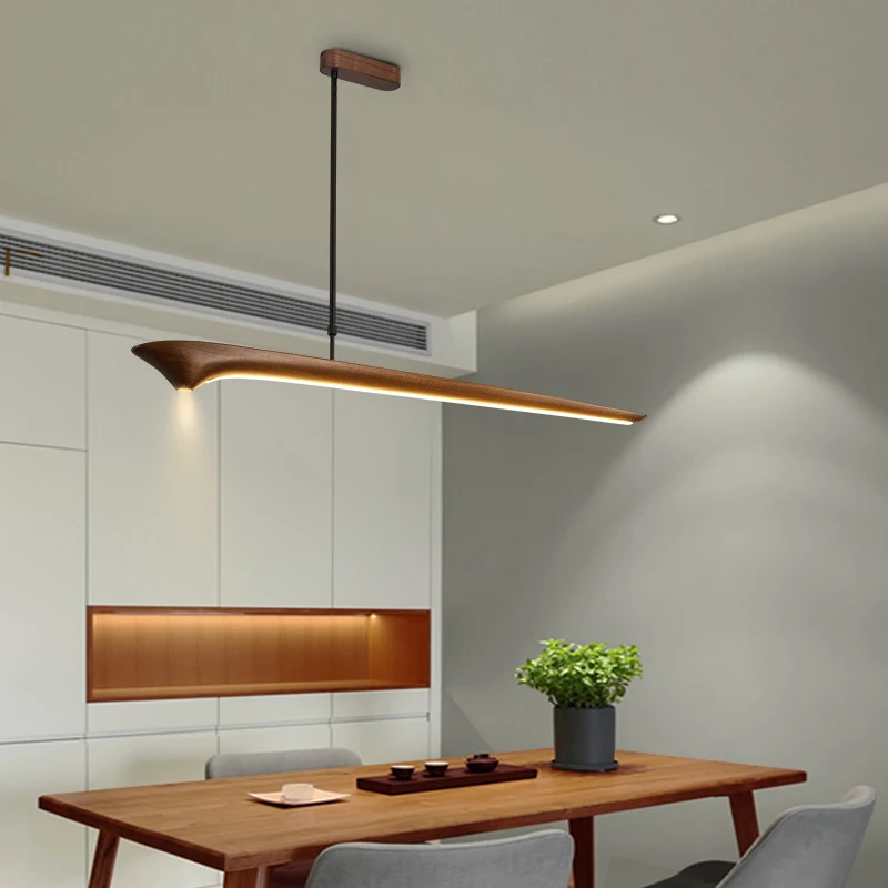 

Nordic Black Walnut Solid Wood LED Pendant Light Restaurant Kitchen Tea Room Office Desk Study Designer Light Fixture
