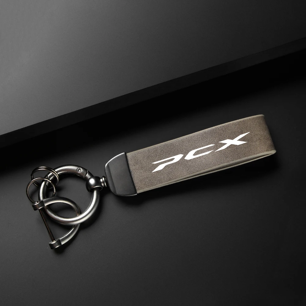 High-Grade leather Keychain Holder Keyring For HONDA PCX 125 150 PCX125 PCX150 2010-2020 Motorcycle Accessories Key chain Logo view 5