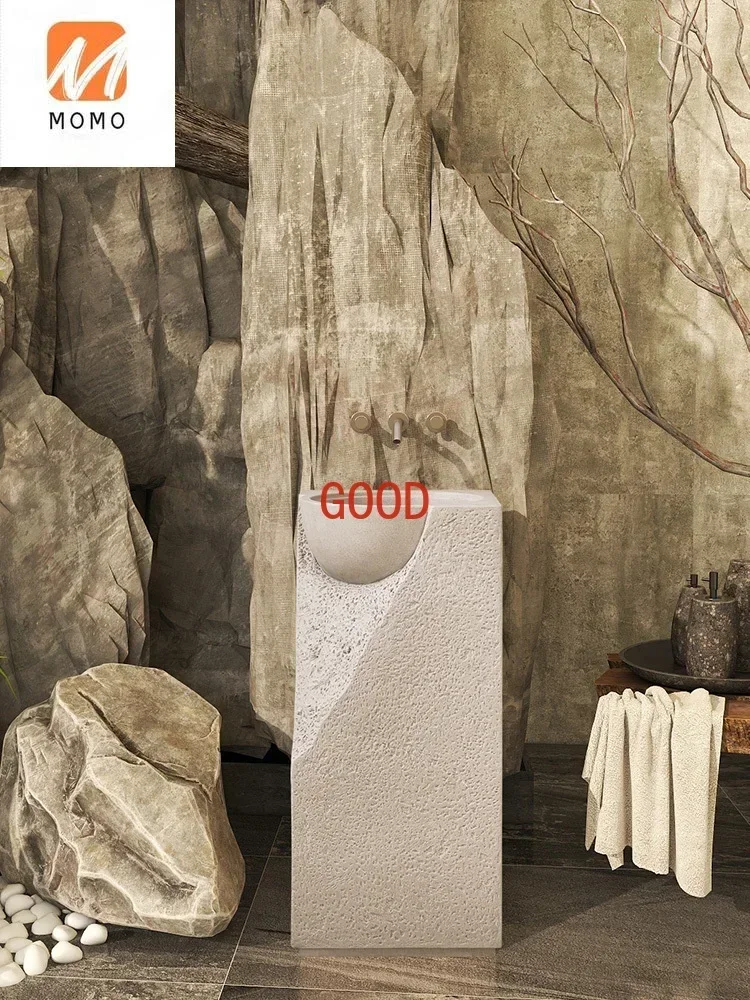 Раковина на пьедестале, напольная интегрированная художественная раковина, каменная креативная раковина для мытья