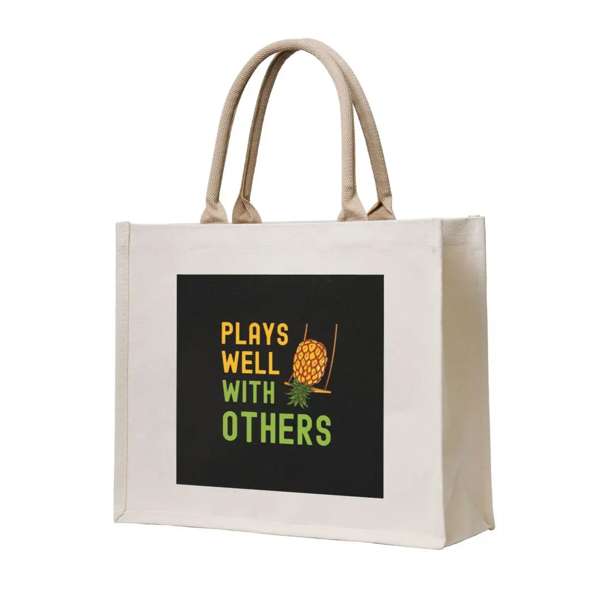 

FUNNY SWINGERS PLAYS WELL WITH OTHERS UPSIDE DOWN PINEAPPLE ON SWING Tote Bag shopping bags foldable Women's bags Women's bag