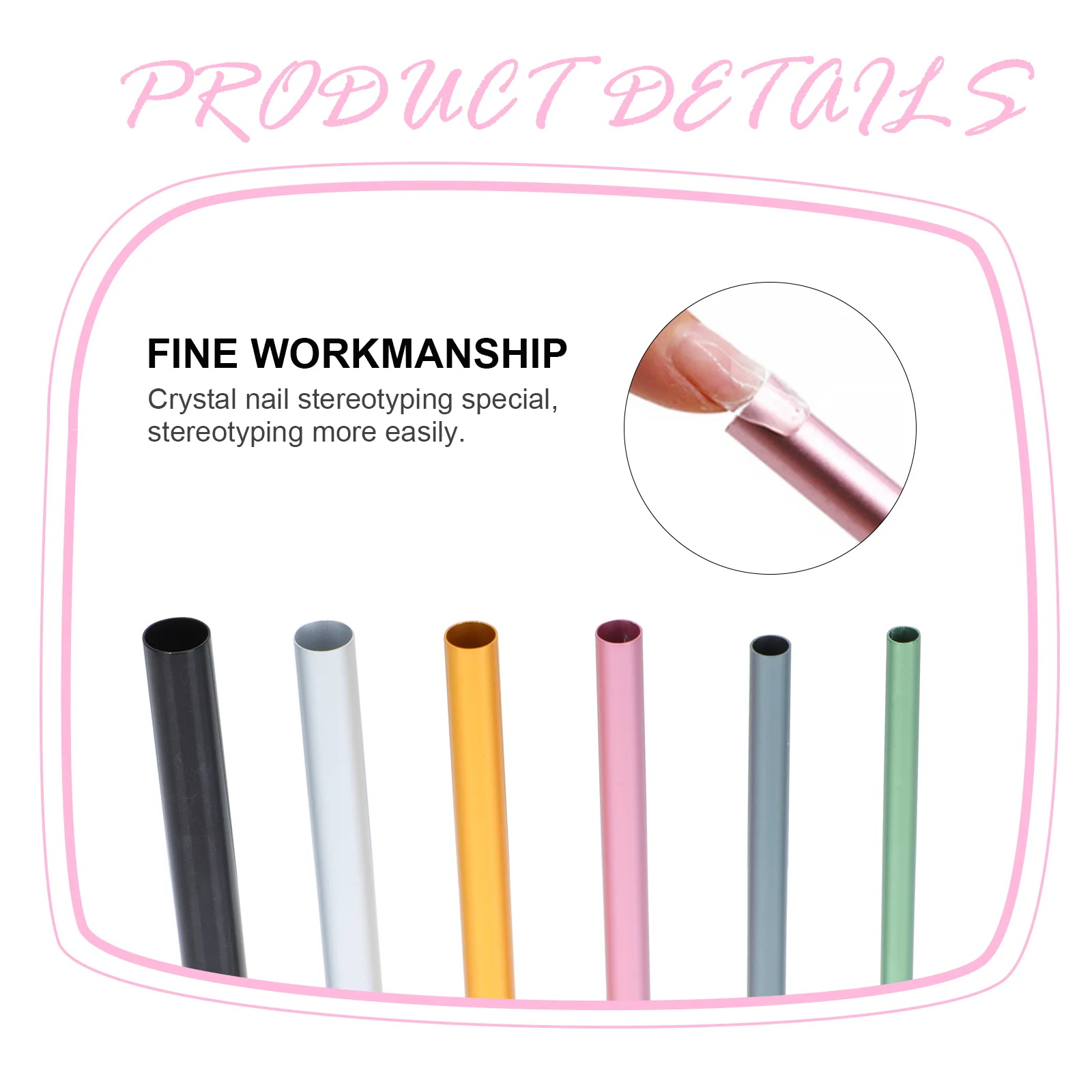 12 Pcs 네일 쉐이핑 막대 금속 튜브 키트 전문 홈 살롱 사용 아름다운 특수 손톱 만들기 도구 선물 세트