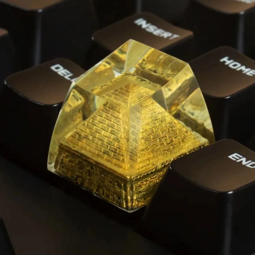 

Креативные колпачки для клавиш в египетской пирамиде, механическая клавиатура из смолы, высота MX, полупрозрачные колпачки для клавиш с перекрестными отверстиями, аксессуар, подарок