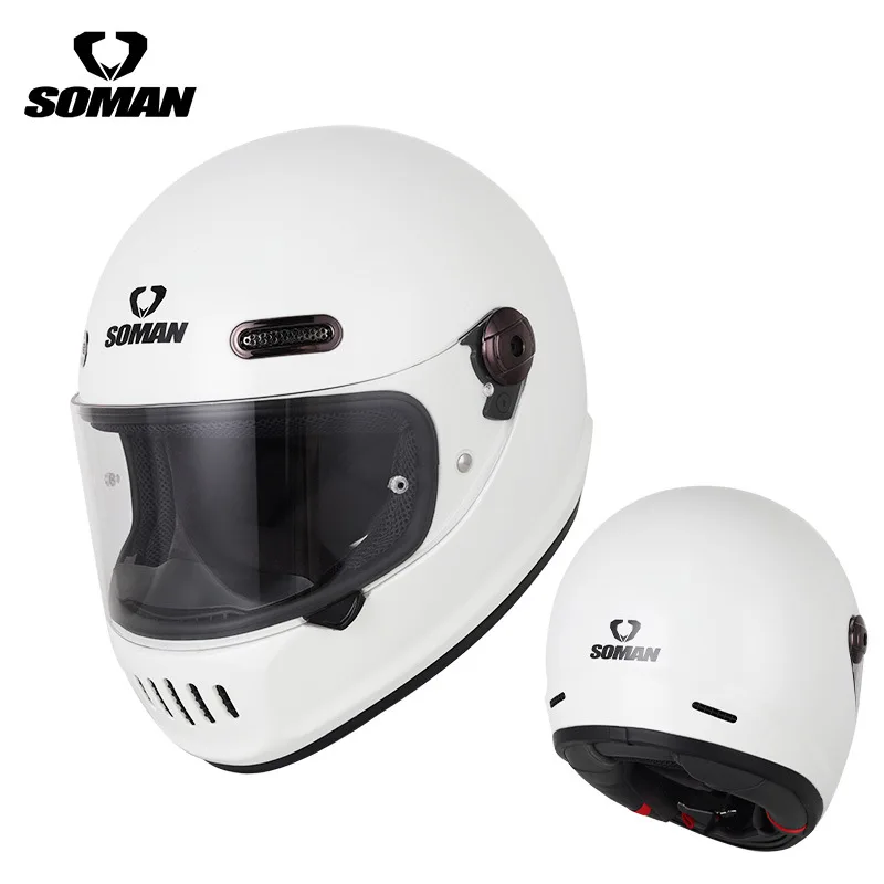 SOMAN Full Face Motorcycle Helmet Retro Moto Helmets Man Woman Casco Visor Motorbike Accessories DOT Approved Capacetes 헬멧 오토바이헬