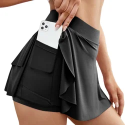 Pocket Quick Dry Sports Skirt Gym Dancing Tennis Skirts for Women Workout Cycling Fitness Shorts High Waist Running Skort