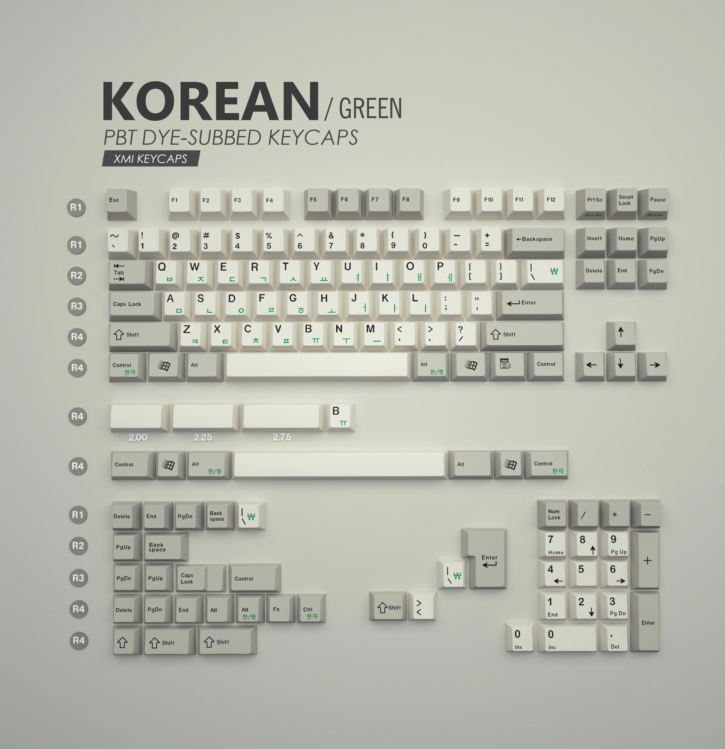 XMI Xiami Keycaps Classic Grey And White Retro Mechanical Keyboard Keycaps Korean Hangul PBT Dye Sub Keycaps