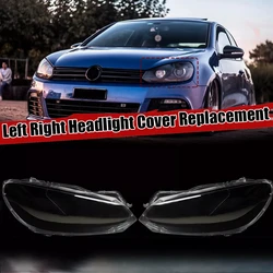 For VW Golf 6 MK6 GTI R 2010 2011 2012 2014 Front Headlight Lens Covers Clear Car Headlamp Shell Transparent Lampshade