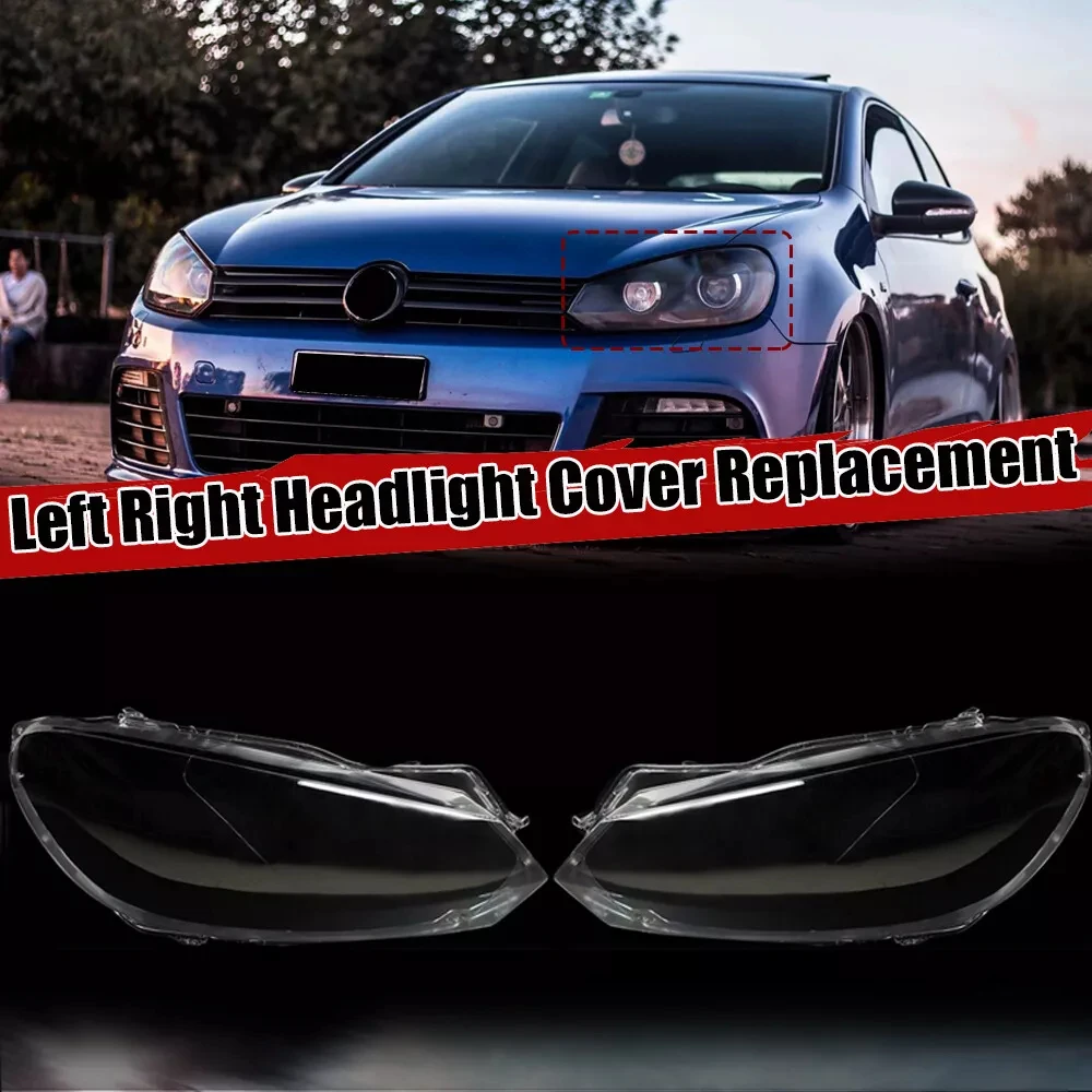For VW Golf 6 MK6 GTI R 2010 2011 2012 2014 Front Headlight Lens Covers Clear Car Headlamp Shell Transparent Lampshade
