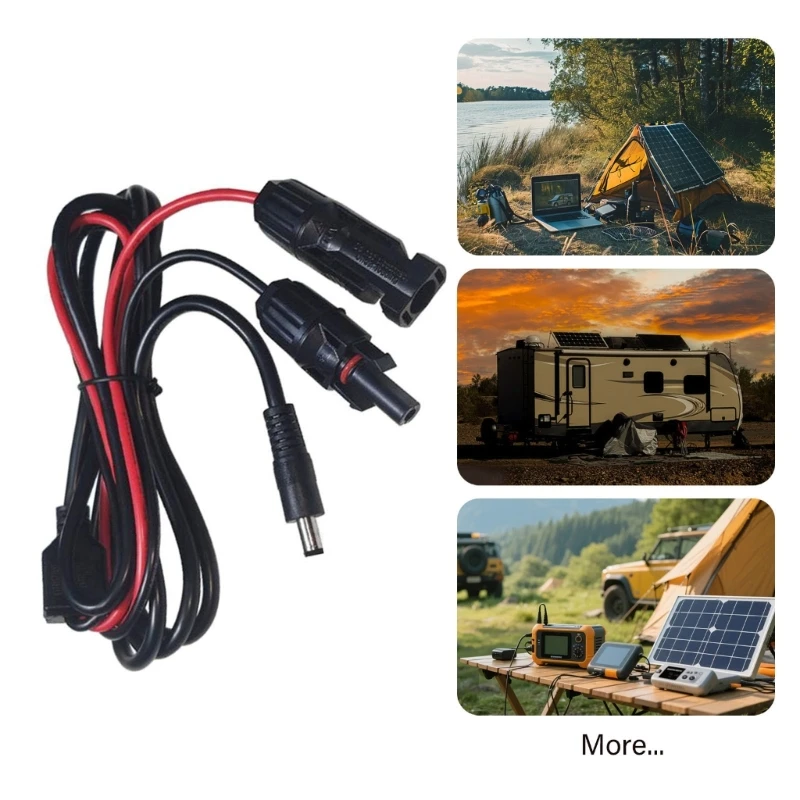 Q6PA Portable Energy Charging Cord with Solar Branch Pair Ends, 6.5 x mm Input Tip, 1.2 m Cable for Outdoor Travel and