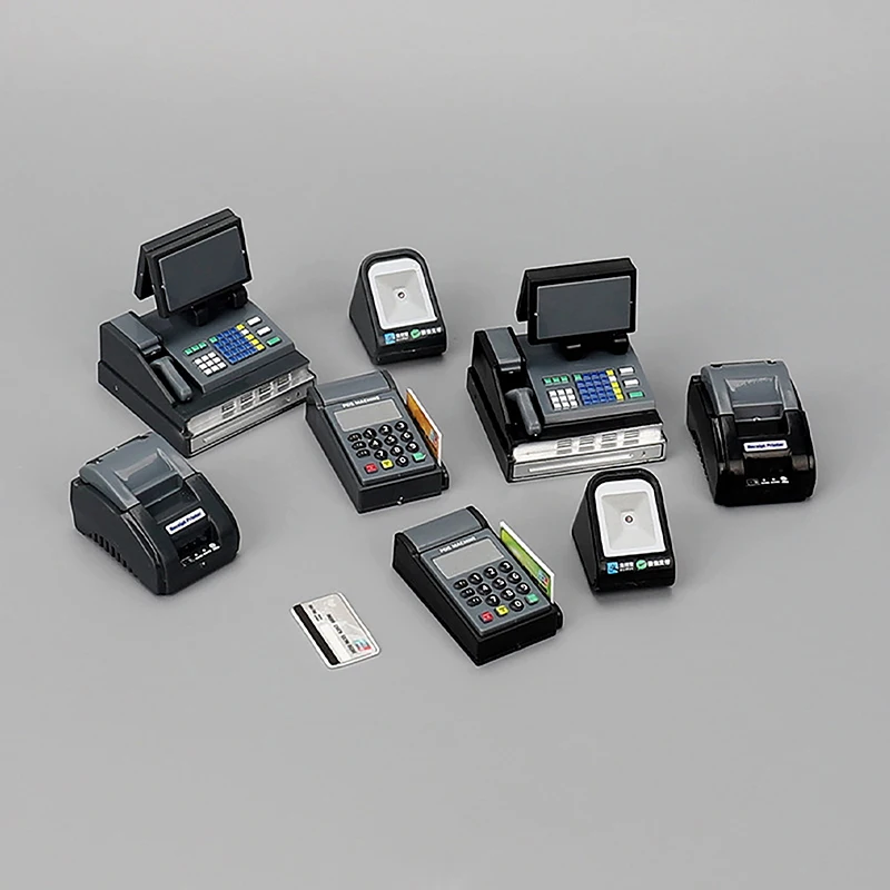 1Set Dollhouse Miniature Supermarket Cash Register Card Machine POS Machine Doll House Simulation Mini Scene Props Accessories