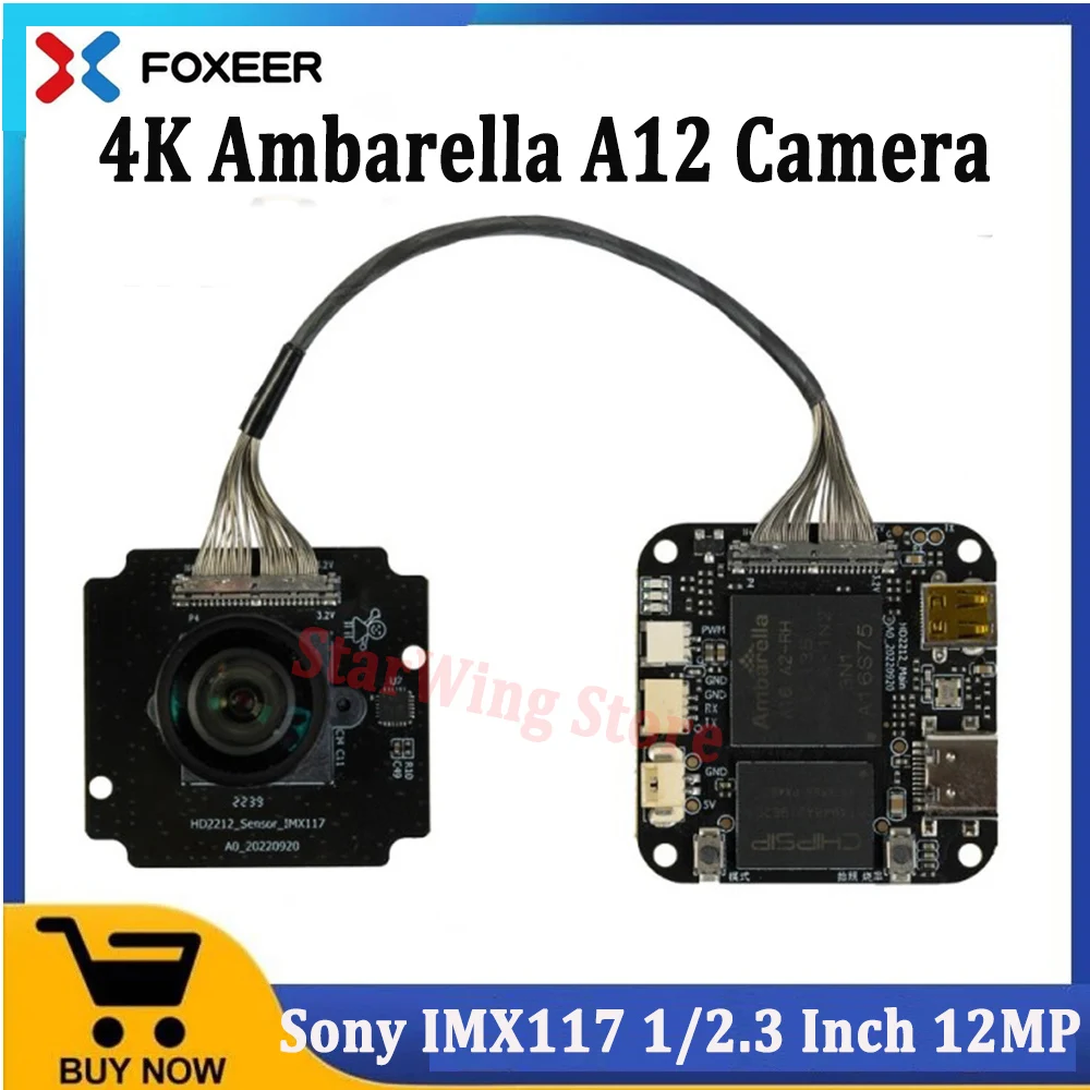 Foxeer 4K Ambarella A12 Camera UAV PWM Remote Control WiFi Distortionless Lens TV Out Micro HDMI Herelink 4K Action Camera FPV