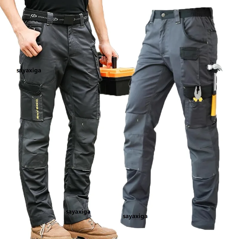 Men Working Pants Multi Functional Pockets Wear-resistance Workwear Trousers High Quality Mechanic Repairmen Mens Cargo Pants