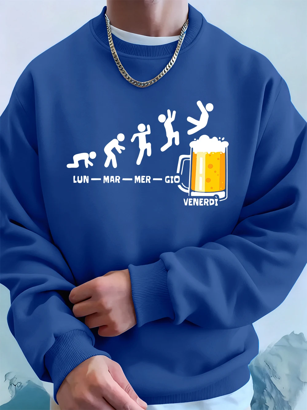 الجمعة البيرة عاشق الطباعة رجالي هوديس الخريف الصوف الدافئة بلوزات عادية فضفاض Crewneck ملابس رياضية ملابس رياضية الذكور