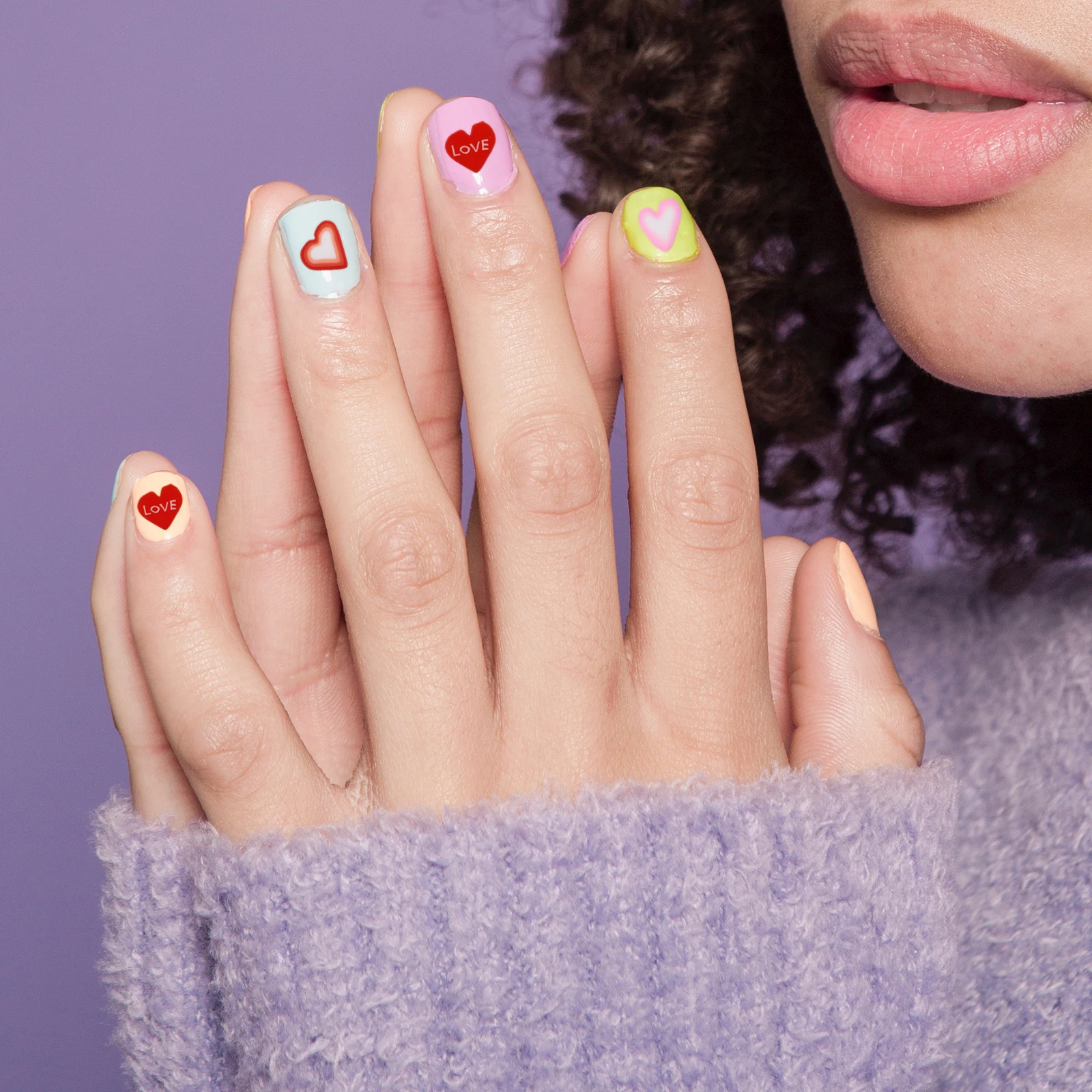 

Ceramic Slice 3 Boxes Heart Shape Stickers Colored Nail Art Decals Manicure Decorations Valentine Party Polymer Clay